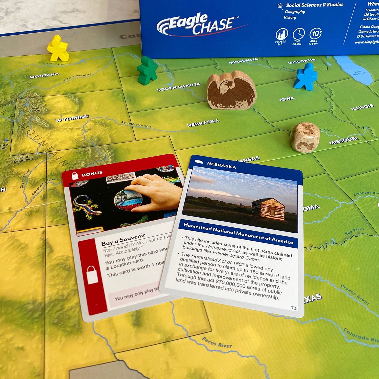 Eagle Chase by SimplyFun is a fun geography game and history game for ages 10 and up.