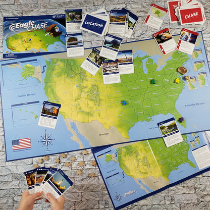 Eagle Chase by SimplyFun is a fun geography game and history game for ages 10 and up.