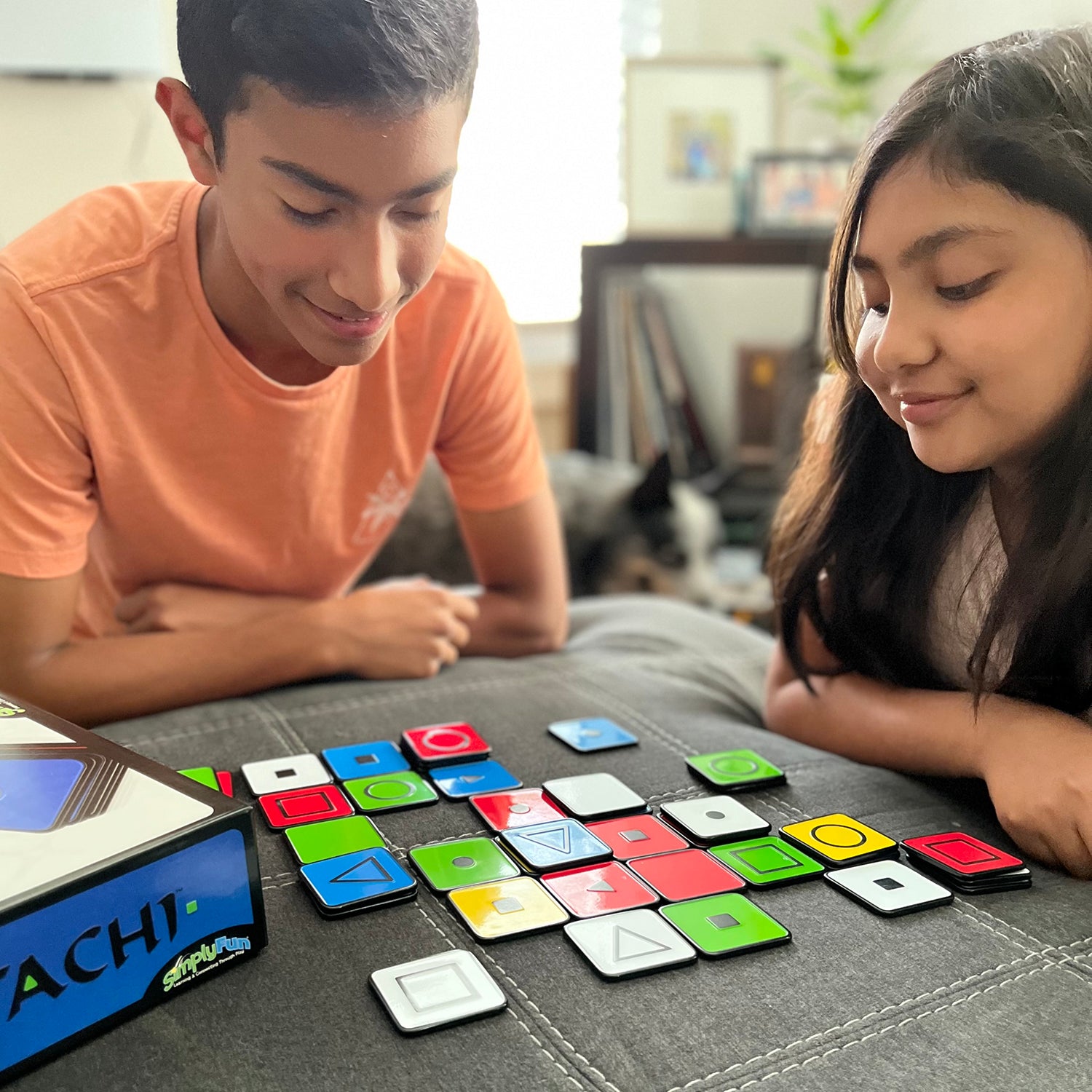 Katachi by SimplyFun is a matching game focusing on spatial reasoning and planning for ages 8 and up.