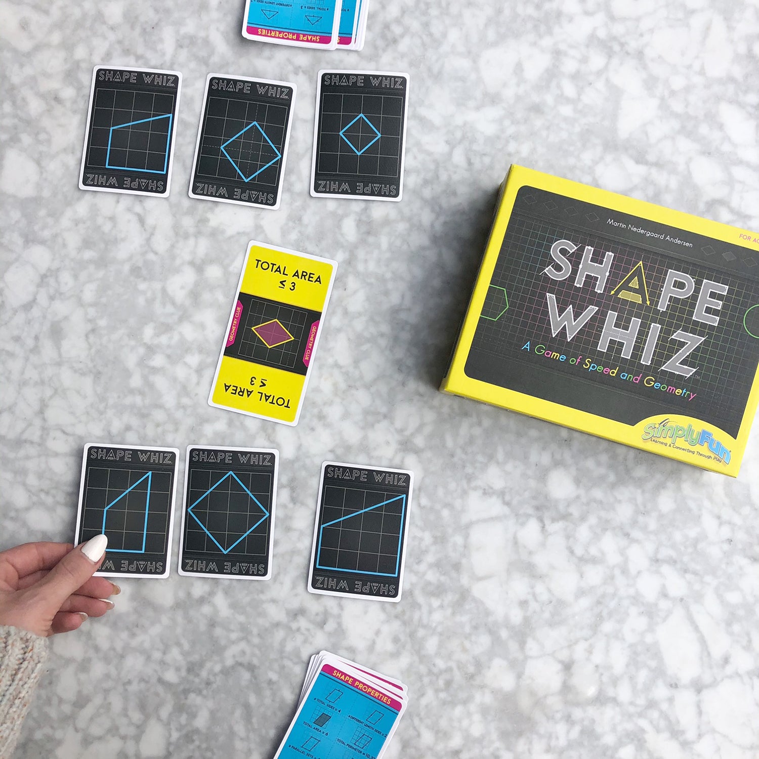 Shape Whiz by SimplyFun is a fun geometry game and measurement game for ages 10 and up.