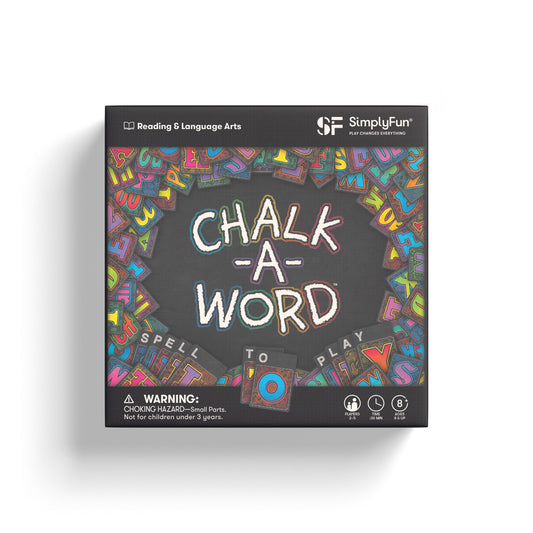Chalk-A-Word by SimplyFun is a spelling game and vocabulary game for ages 8 and up