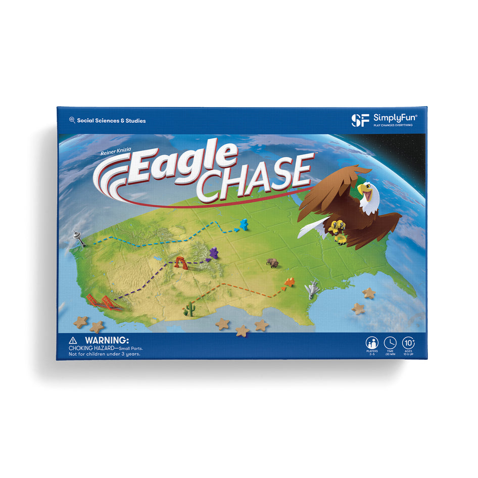 Eagle Chase by SimplyFun is a fun geography game and history game for ages 10 and up.