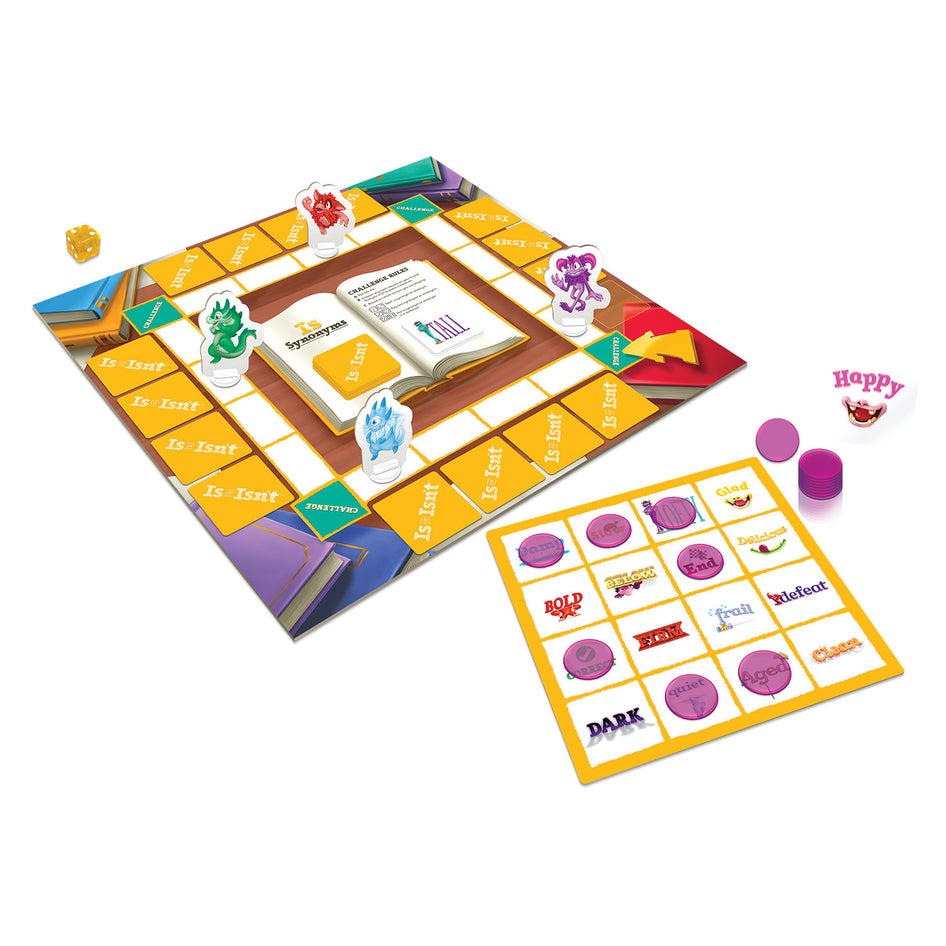 Is or Isn't by SimplyFun is a fun game for learning synonyms and antonyms for ages 6 and up.