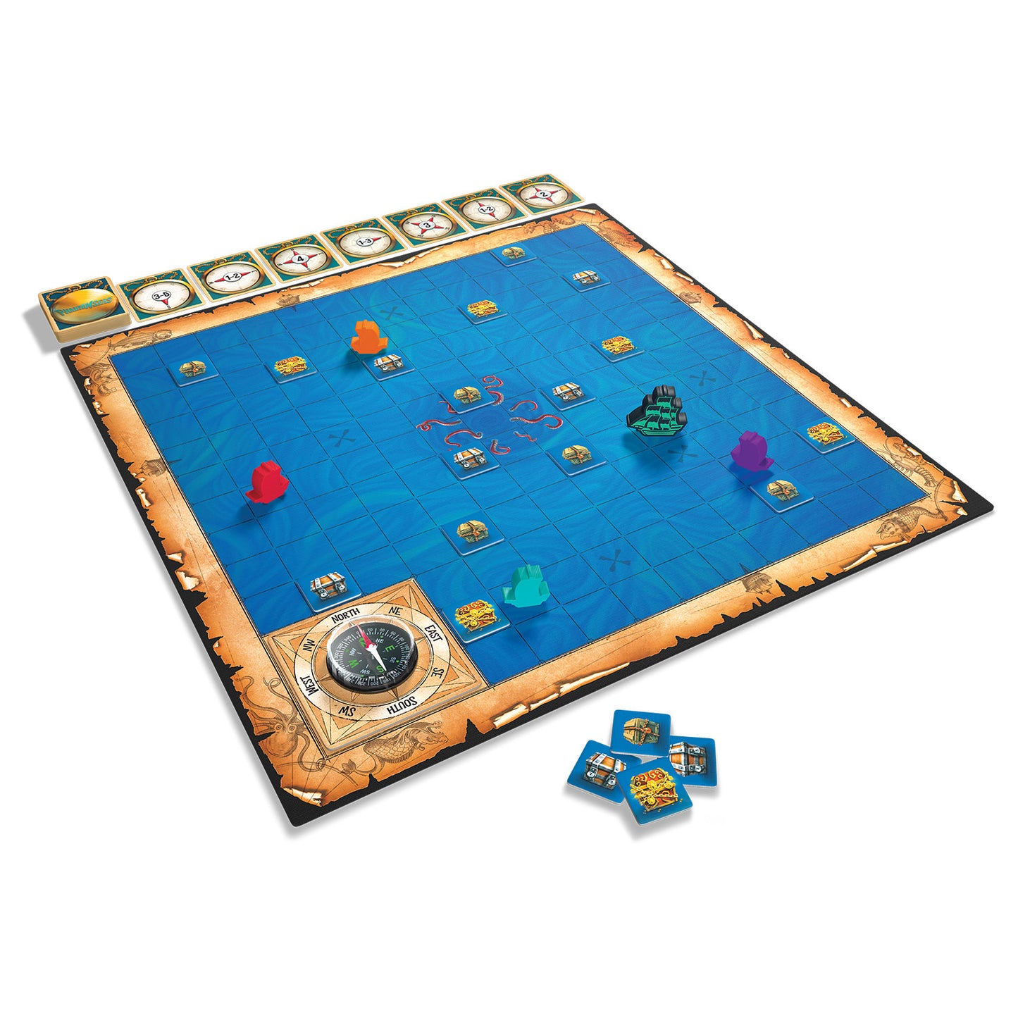 Phantom Seas: Compass and navigation board game with pirate ships
