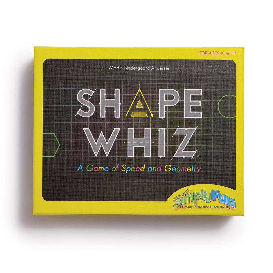 Shape Whiz by SimplyFun is a fun geometry game and measurement game for ages 10 and up.