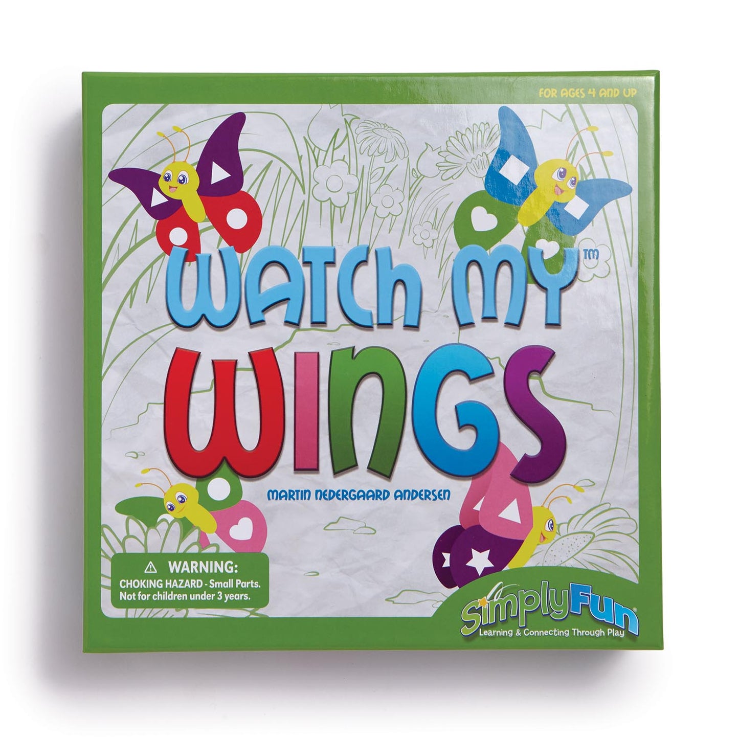 Watch My Wings by SimplyFun is a butterfly shape and color matching game for ages 4 and up.